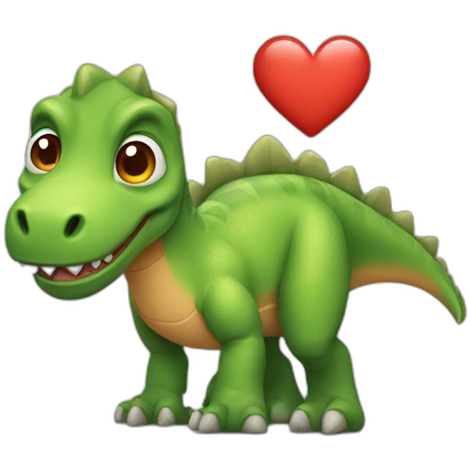 Dinosaur with heart instead of eyes emoji