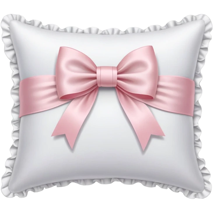 White silk pillow with ruffles and light pink bow emoji