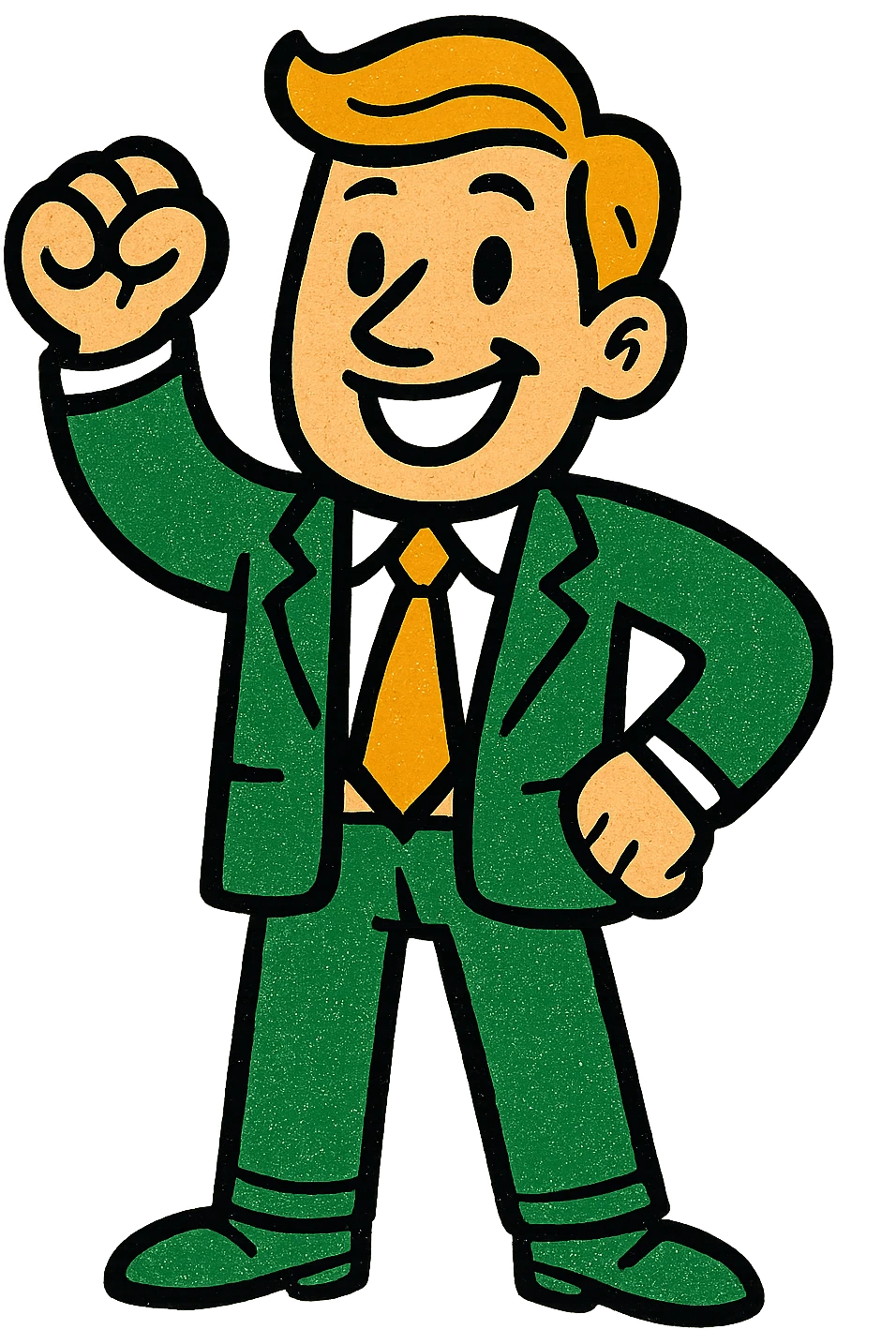 man in suit, professional style, green gold and white color scheme, bold and clear, suitable for digital use emoji