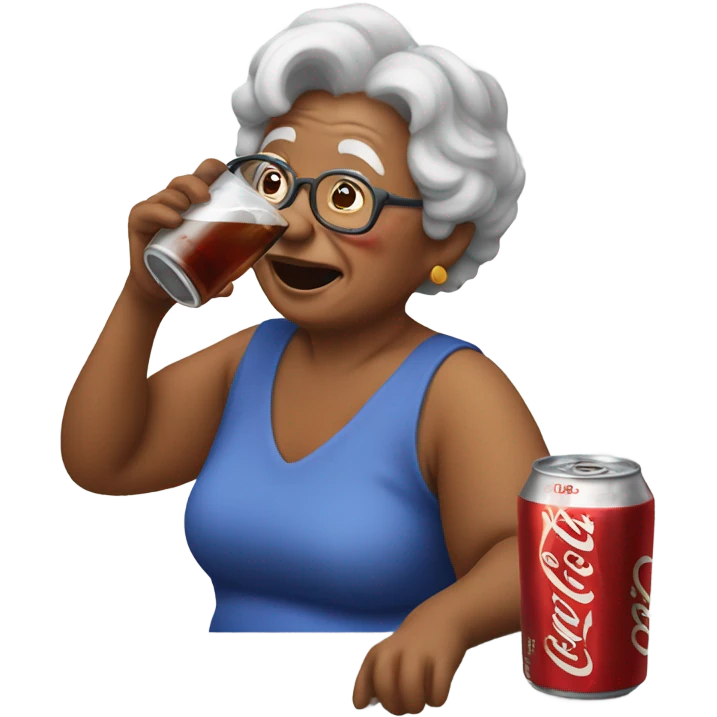Grandma drinking cola emoji