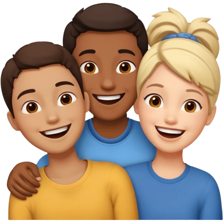 Three friends talking and looking each other emoji