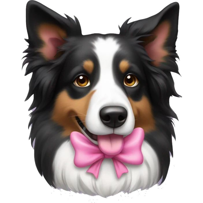 Border collie with pink bow emoji