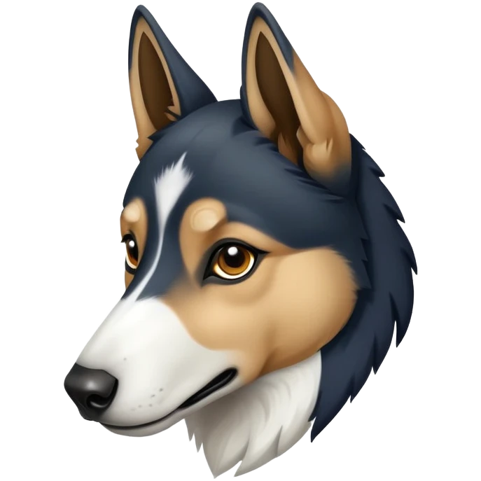 A German shepherd/husky mix turned into a horse emoji