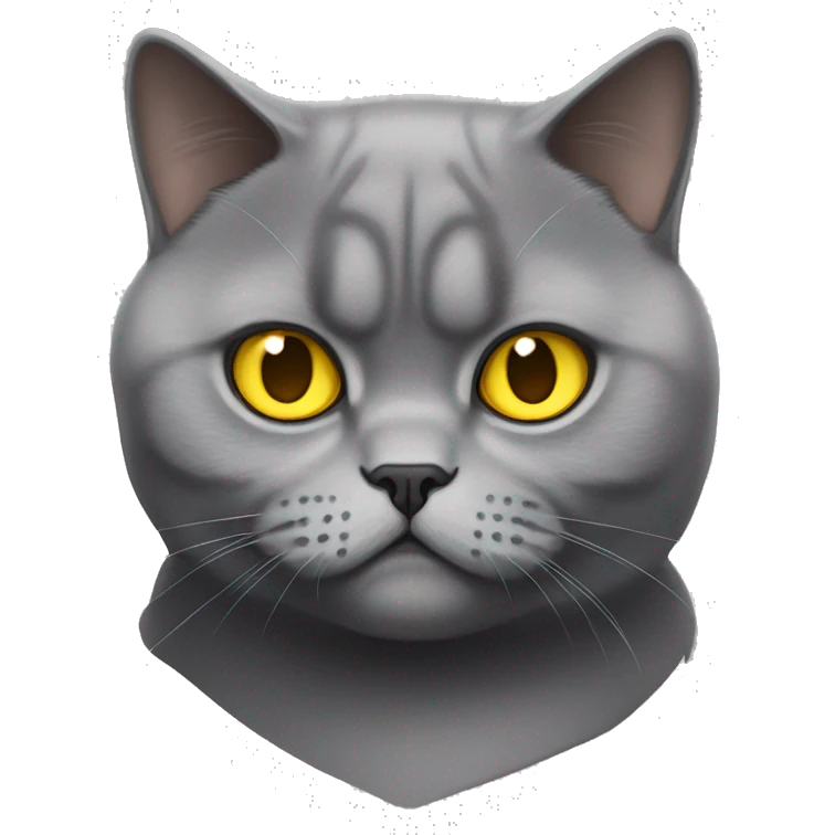 British shorthair looking mad with yellow eyes emoji