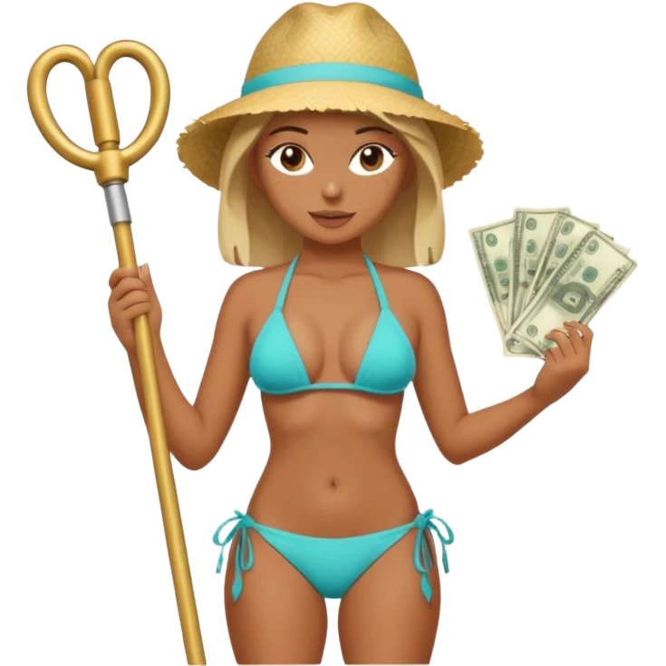 A stripper on a stripping pole with money emoji