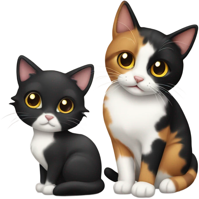 Calico cat and black cat emoji