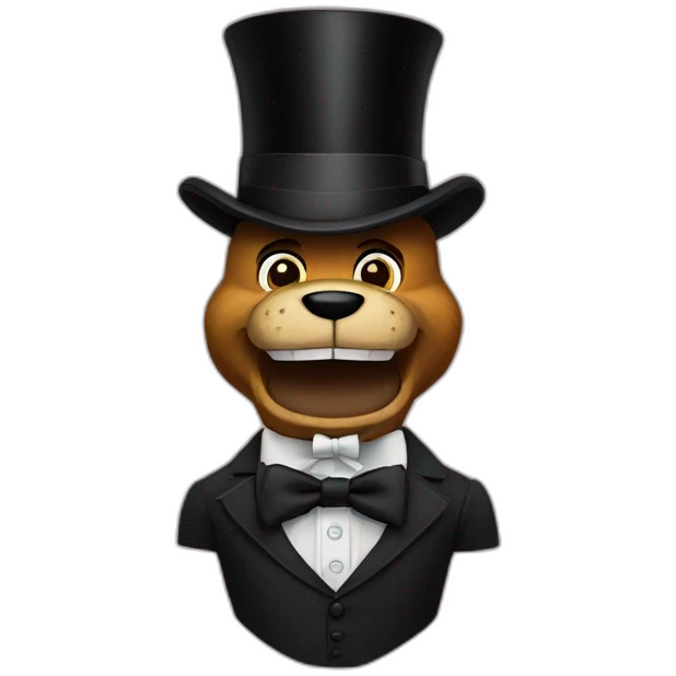 Freddy Fazbear black top hat and black bow tie, no clothing besides bow tie emoji