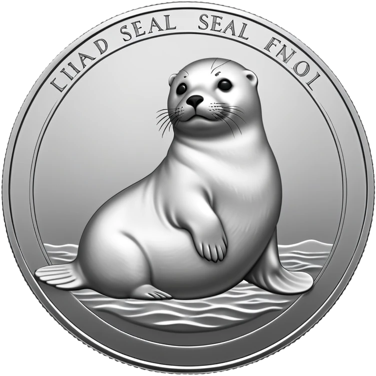 Make a coin engraved harp seal  whole body  emoji