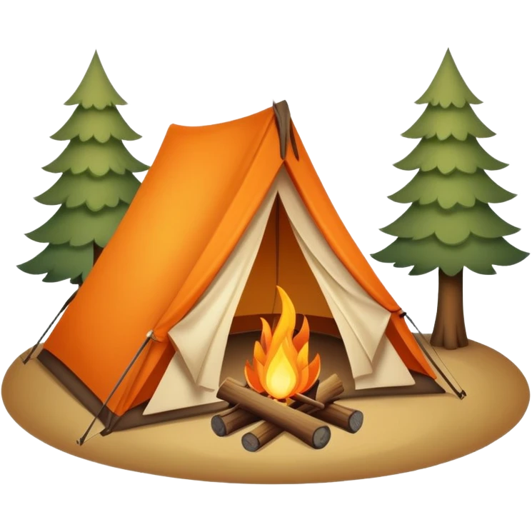 camping tent with campfire emoji