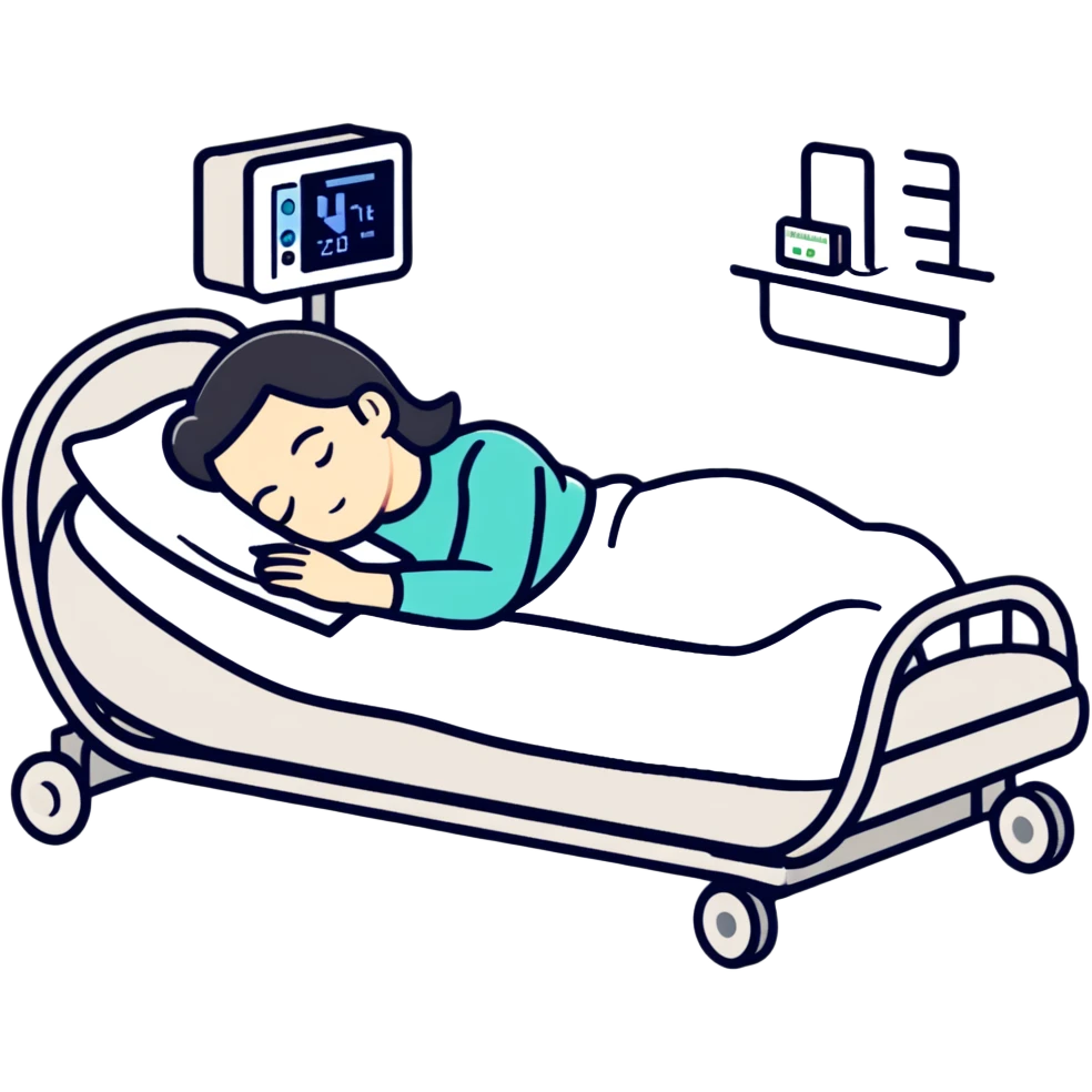 person sleeping with sleep study monitoring equipment emoji