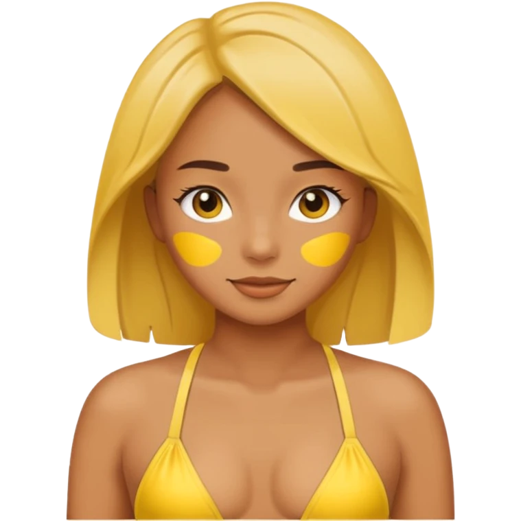 girl classic emoji style yellow face simple features wearing bikini inspired by 👙 emoji emoji