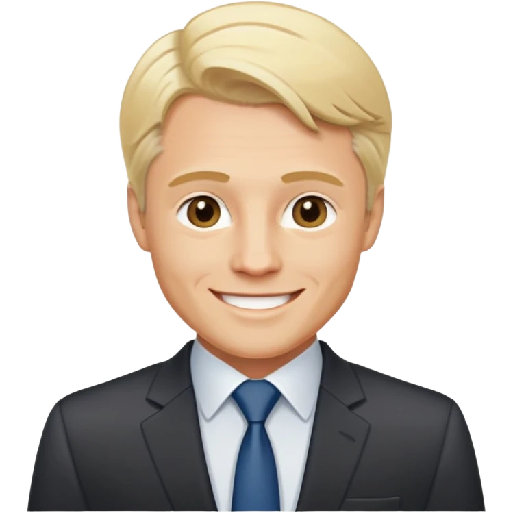 Oleg Tinkov, smiling, blond hair, wearing a business suit emoji
