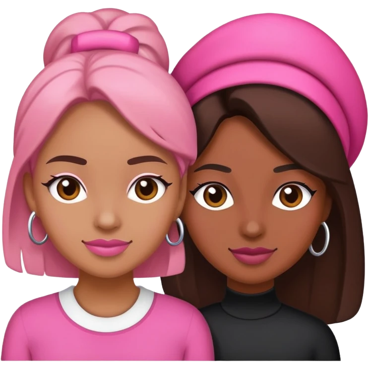 Pink and white brownskin bestie and pink and black brownskin bestie  emoji