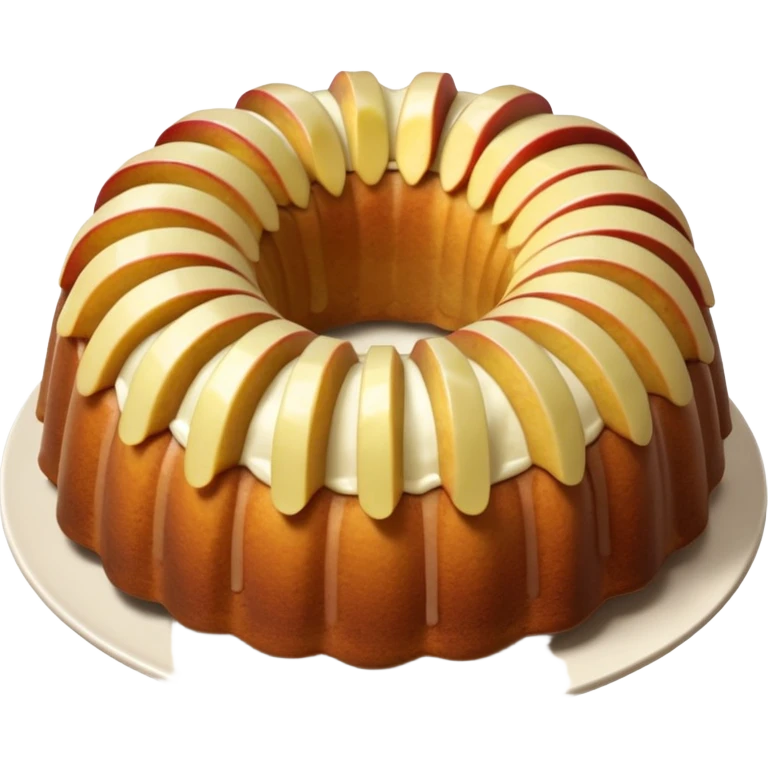 Bundt cake filled with sliced apples in the middle emoji