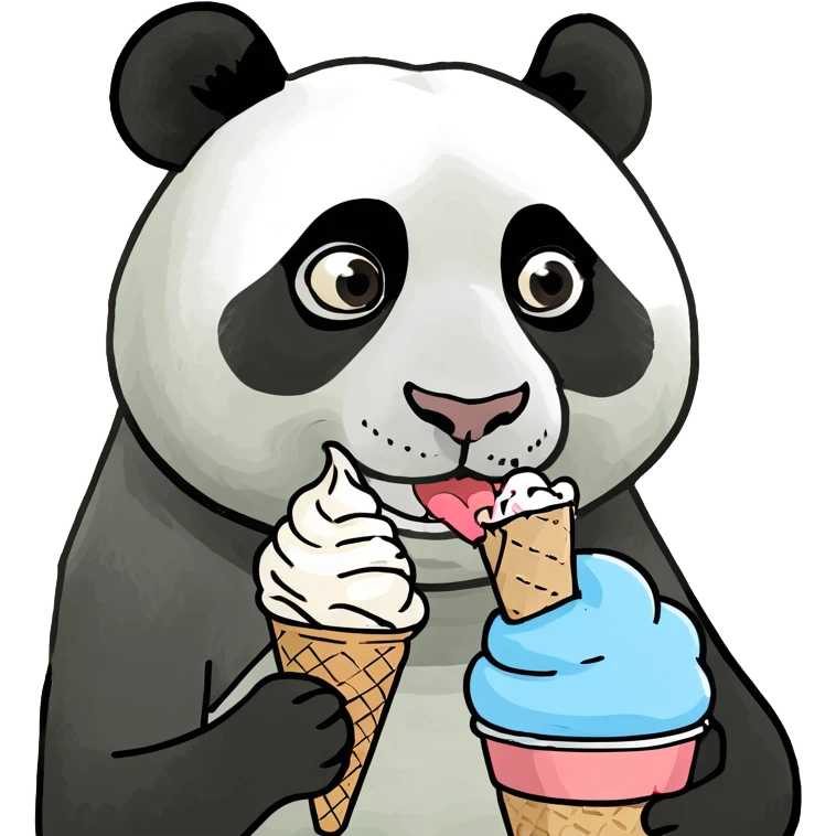 Panda eating ice cream emoji