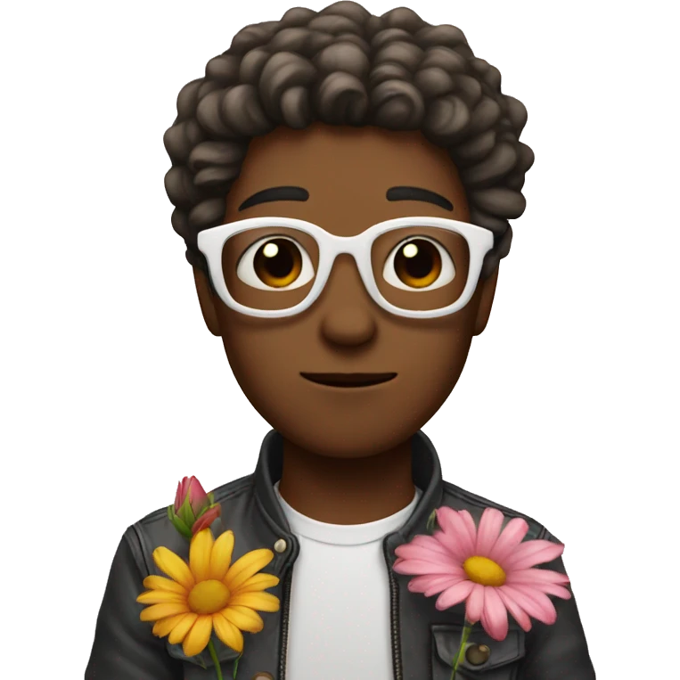 cool guy with flower emoji