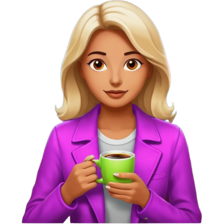 Woman with coffee , coffe shop with  neon glow, Midnight Wander. negative transparency . emoji