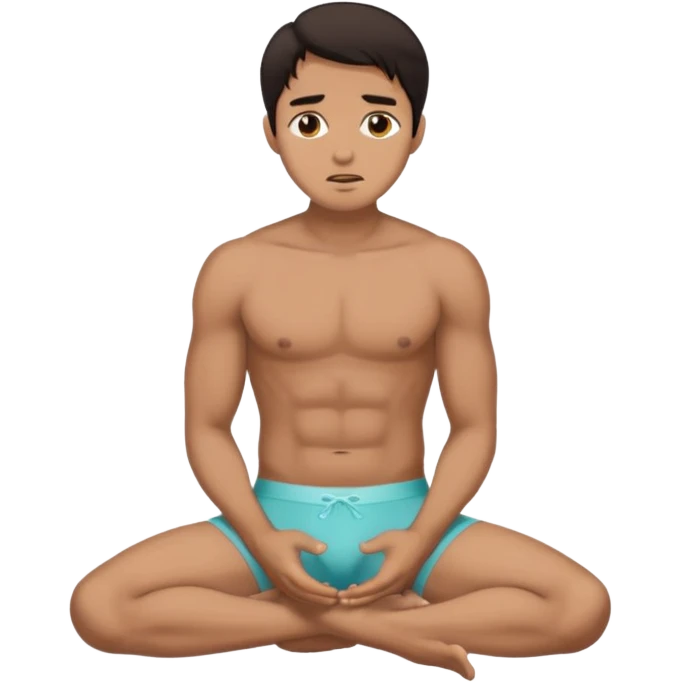 Submissive man on knees begging wearing female underwear with dark hair emoji