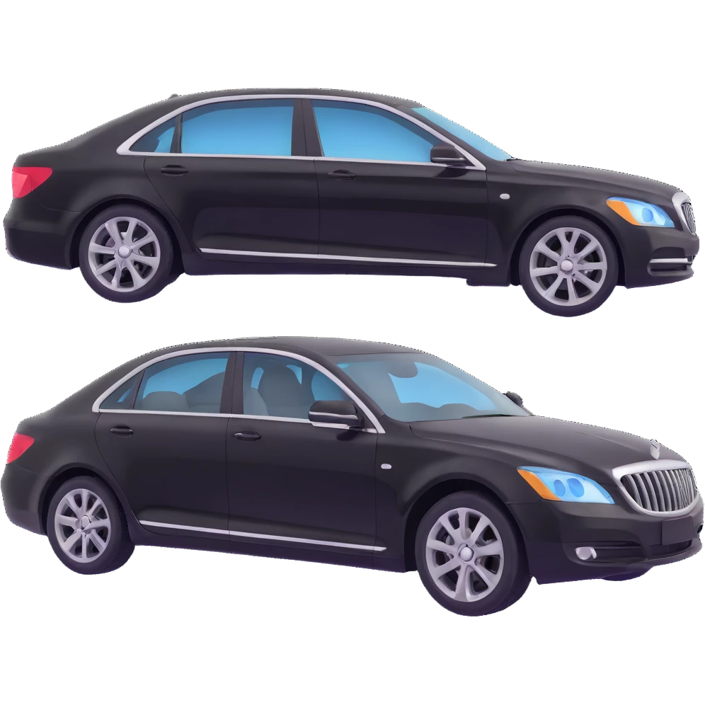 Place a clear plastic film beside the black luxury sedan, not touching the car, to show it is about to be applied, elegant 3D look emoji