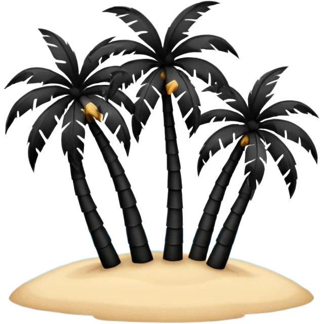 Palmera de color negro y isla negra emoji