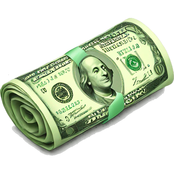 Rolled up dollar bill emoji