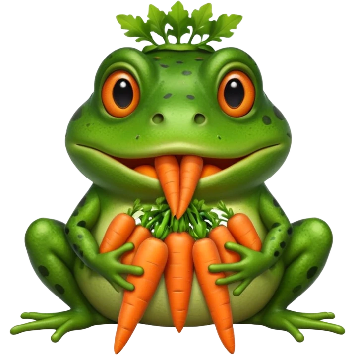 Giant Frog with Carrots stuffed in his mouth emoji