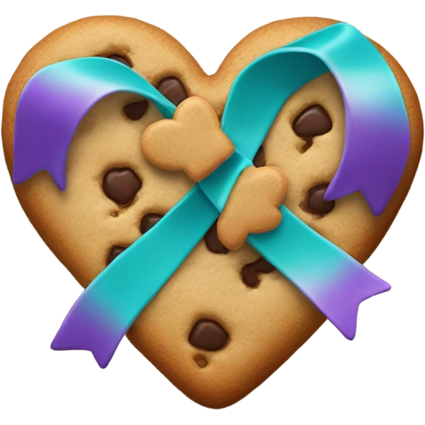 Purple teal Suicide awareness ribbon on heart cookie emoji