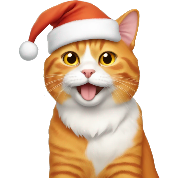 orange cat with santa hat emoji