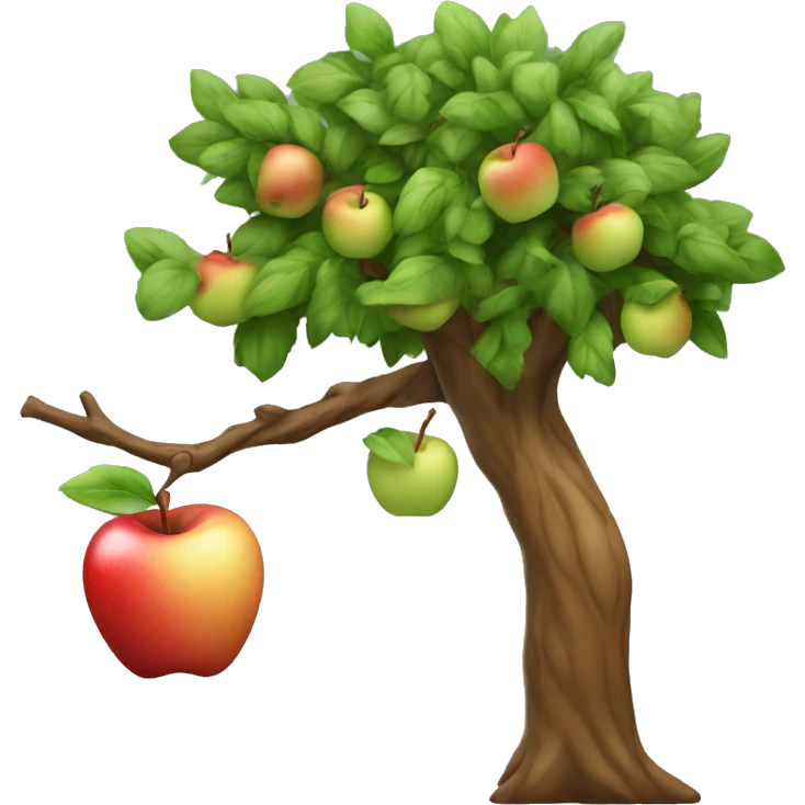 make the emoji display a tree with a branch hanging towards the ground with an apple that is almost touching the ground emoji