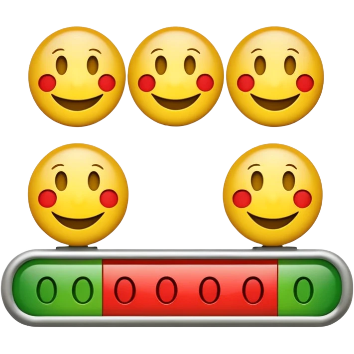 A statisfaction scale with three smileys (red, yellow, green) emoji