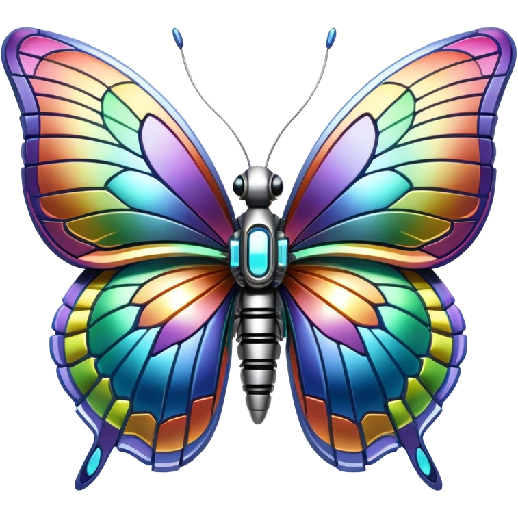 Robotic Iridescent Rainbow Cybernetic Futuristic Cyber Butterfly emoji