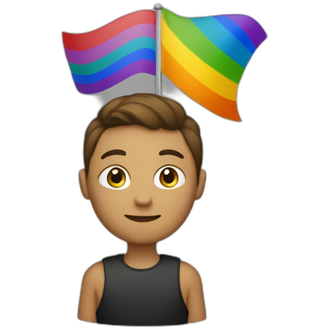 Lénine avec un drapeau lgbt emoji
