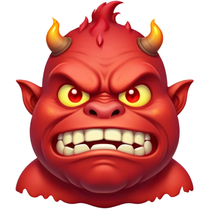 Combine the red ogre emoji, the hot emoji, and the eyes looking emoji into a new emoji emoji