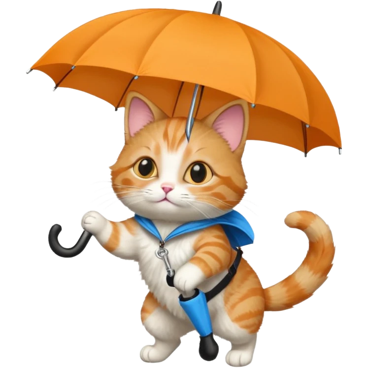 Skydiving cat with umbrella  emoji