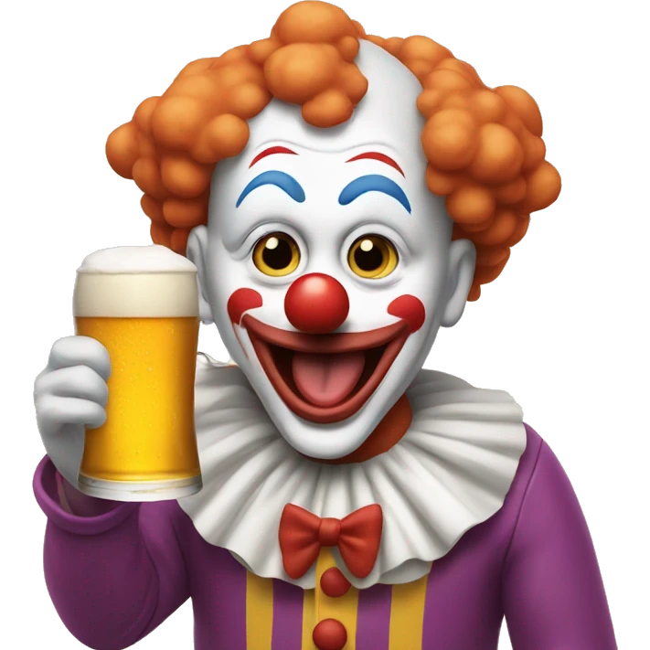 Clown drinking beer and eating hotdogs  emoji