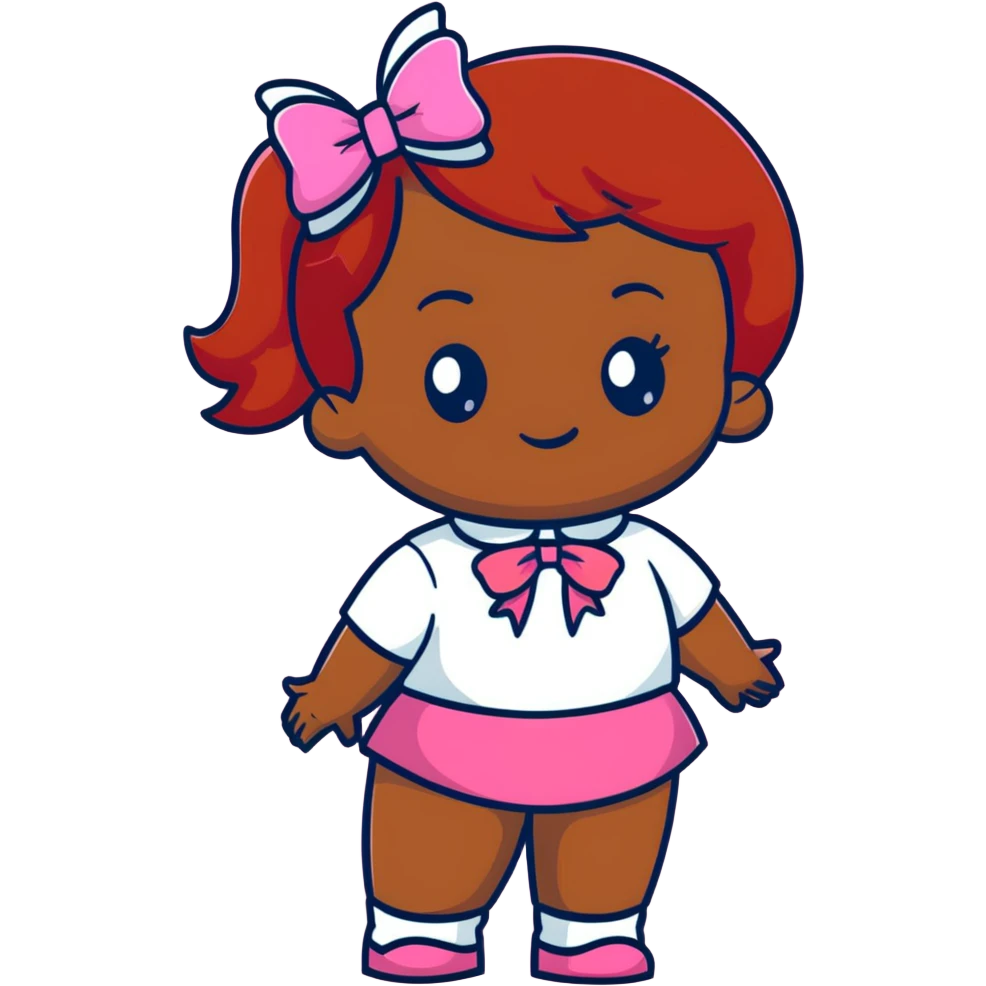 red hair darker skinned girl with pink on and bow in hair  emoji
