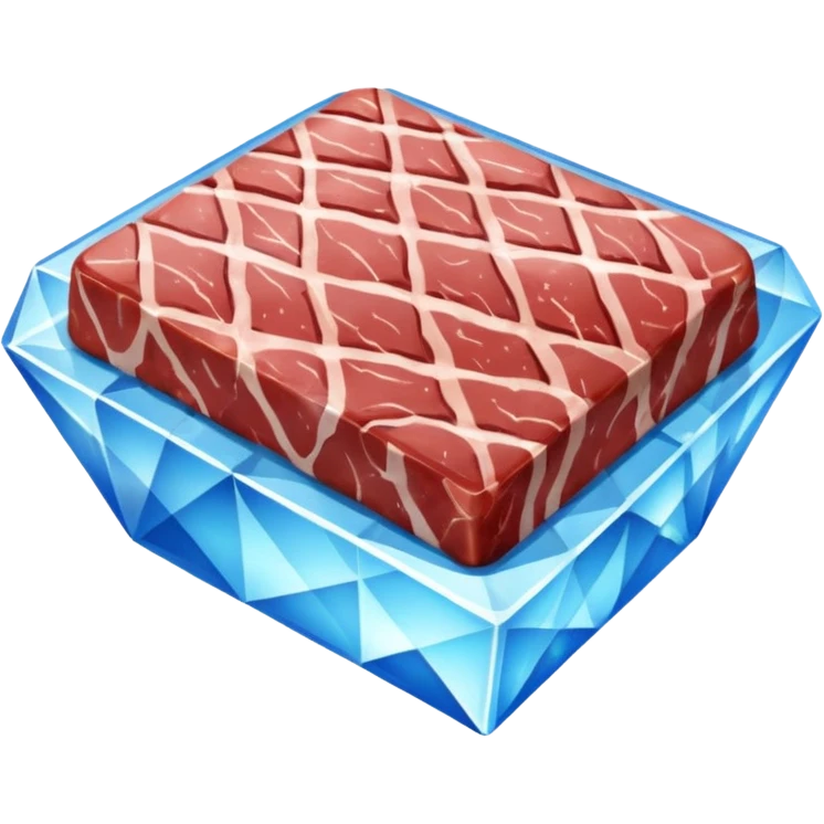 Meat with diamond textur and blue color emoji