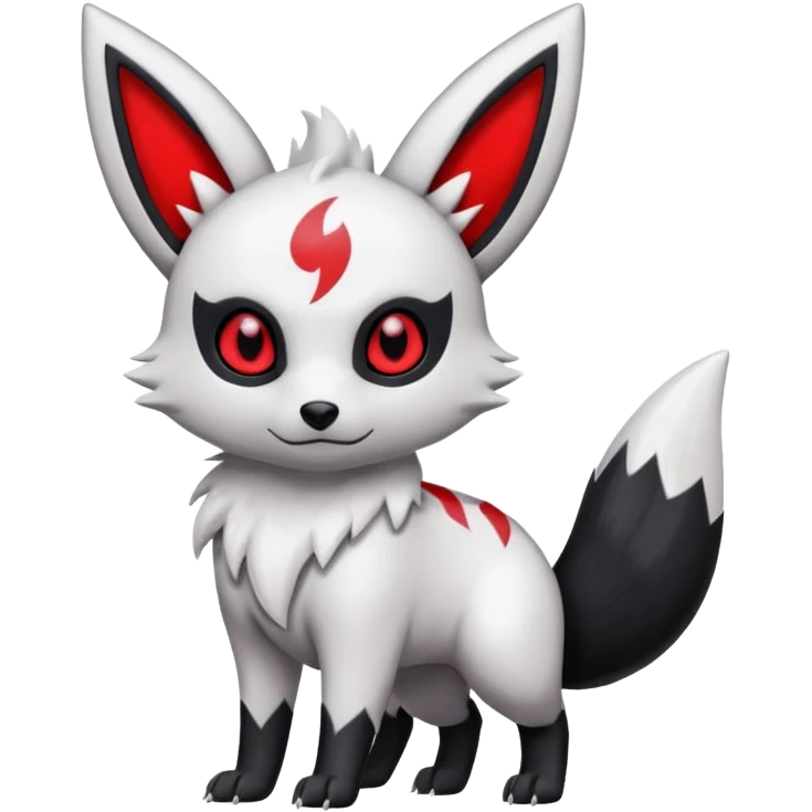 White, black and red Umbreon-Zangoose-fusion emoji