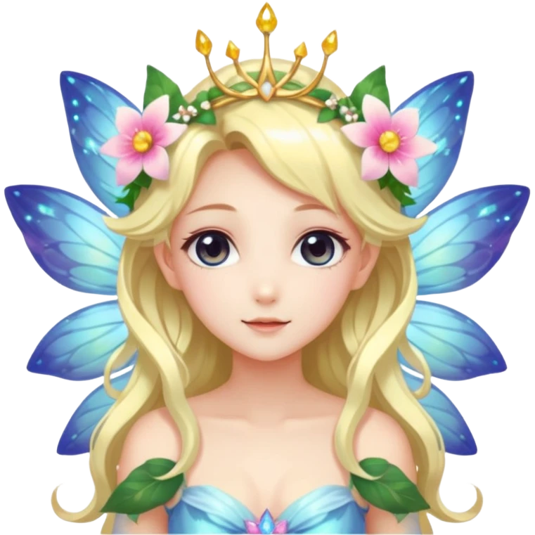 Pretty cute anime Fairy of flower lady goddess ethereal divine shiny sparkly pretty beautiful  emoji