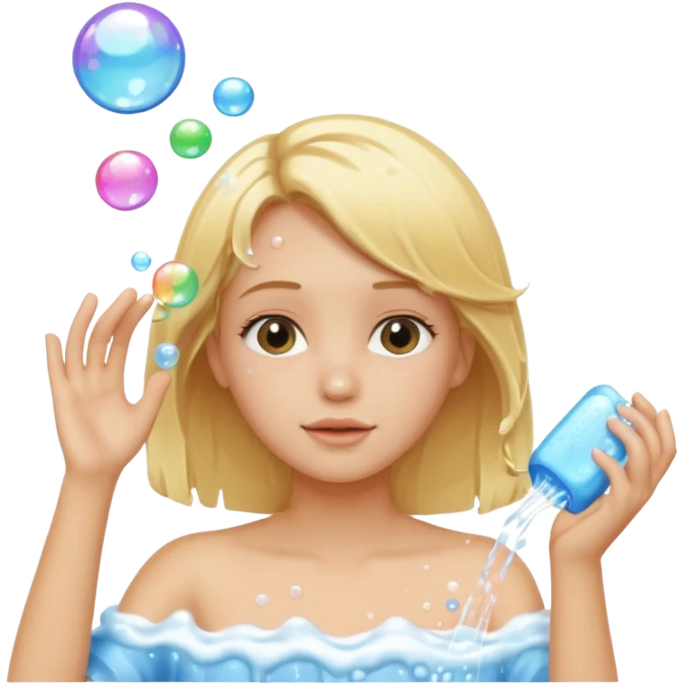 haz una chica rubia bañandose el pelo emoji