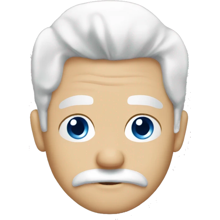 white hair blue eyes moustache emoji