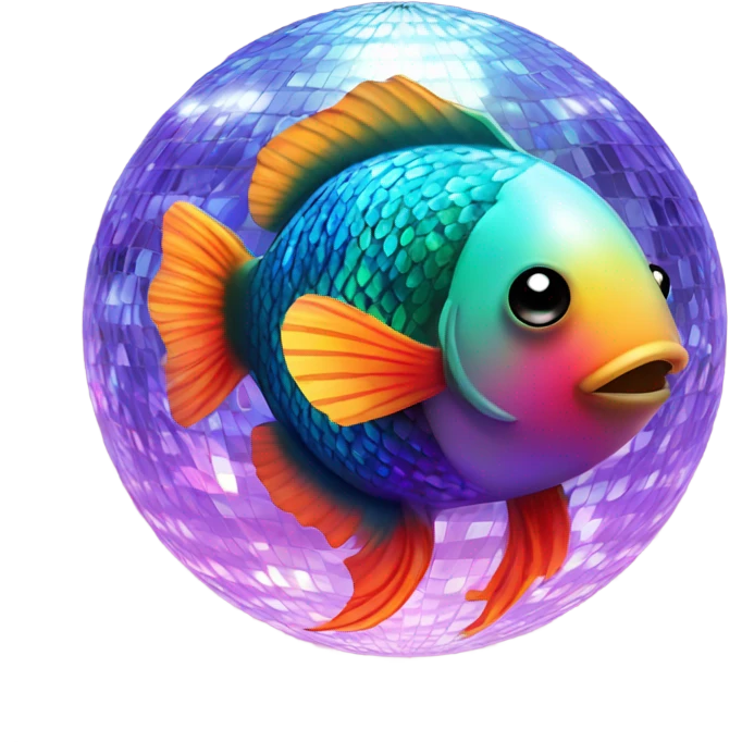 Fish with a disco ball emoji