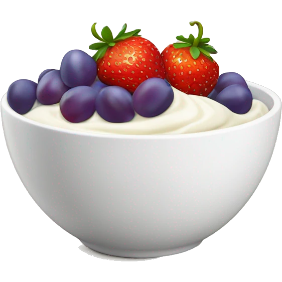 fruit yogurt bowl with strawberries and grapes emoji
