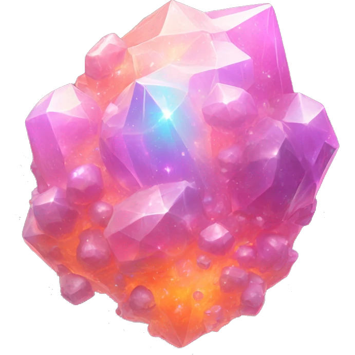 Pastel iridescent nebula crystal cluster pink and orange emoji
