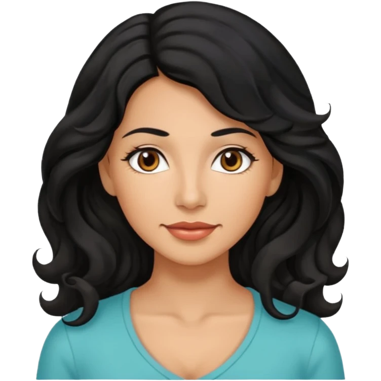 Beautiful mom ,black black  hair,wavy hair，long hair,brown eyes,hispanic emoji