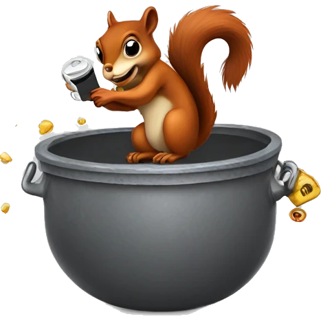 A mad squirrel dropping a phone in a vat of acid ￼ emoji