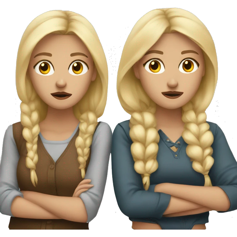 Three blonde girls best friends upset emoji