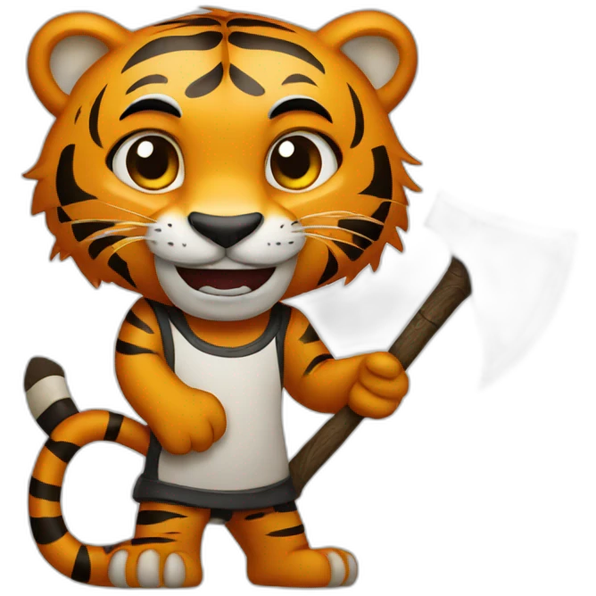 Tiger holding axe emoji