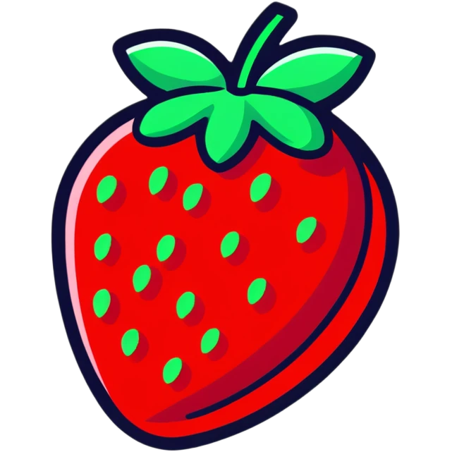 neon sign strawberry glowing effect emoji