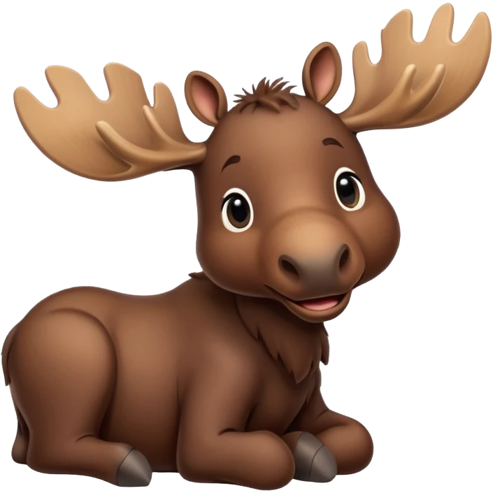 A high-resolution digital illustration of a baby moose in a clean, semi-realistic style. The baby moose is shown facing sideways head tilted  emoji